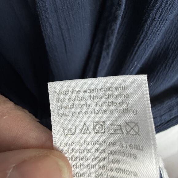 J Crew‎ Women’s Rick rack Navy Blouse Size S 100% Cotton Summer - Picture 9 of 15